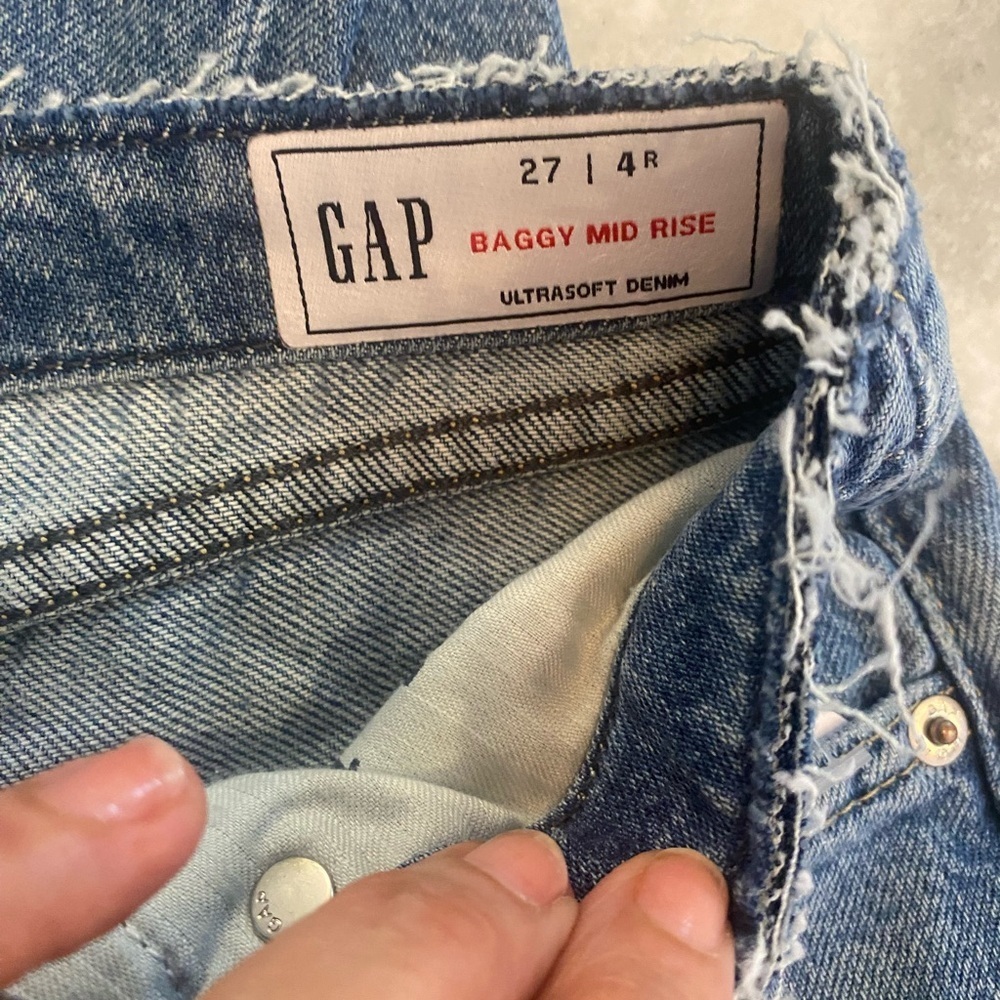 GAP Baggy Mid Rise Jeans – Ultrasoft Denim – Size 27R – NWT SKU348 - Picture 9 of 15